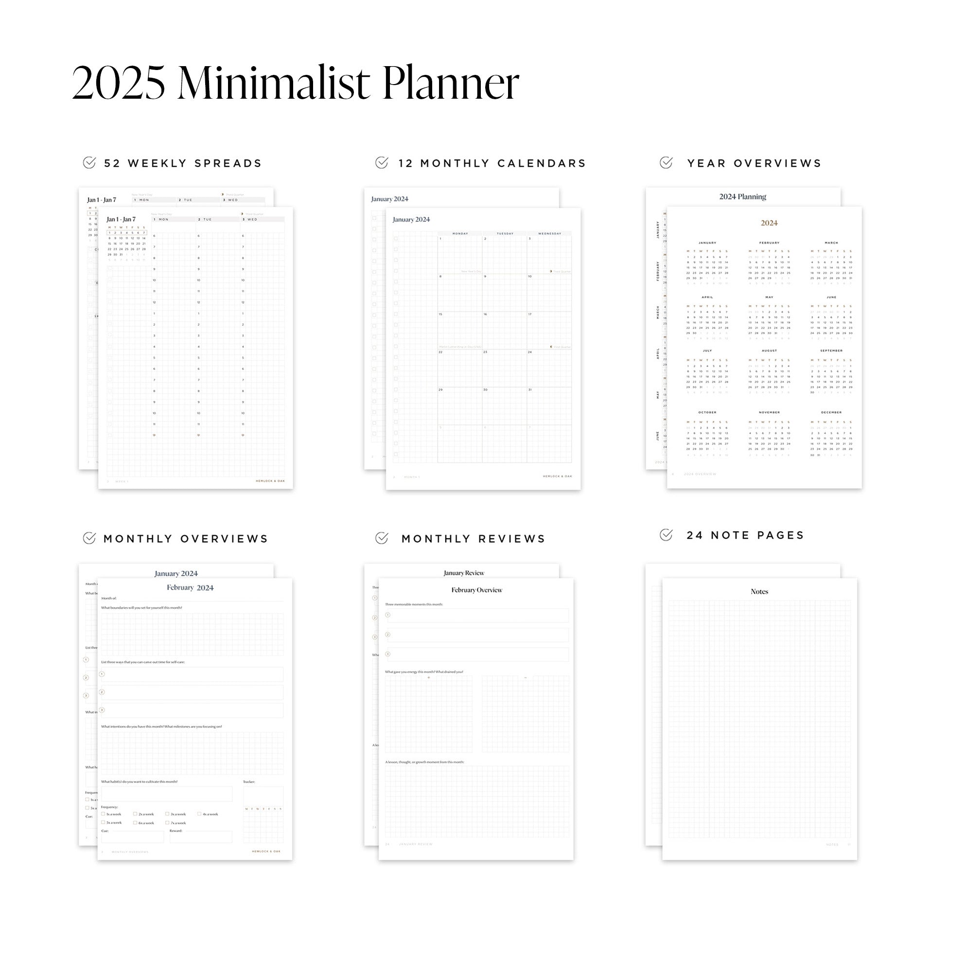2025 Minimalist Weekly Planner (A5)