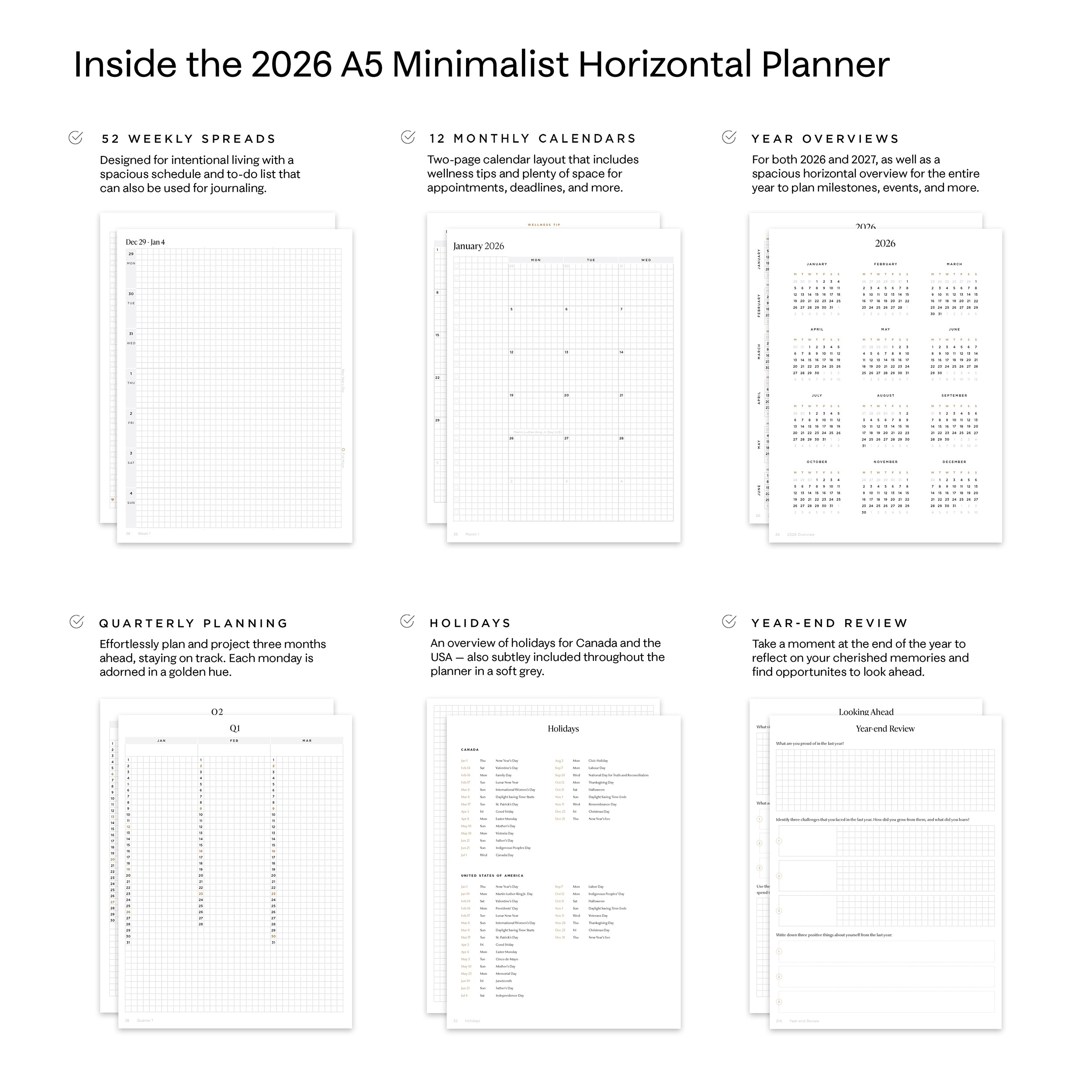 2026 A5 Minimalist Vertical Planner (Paper Flex)