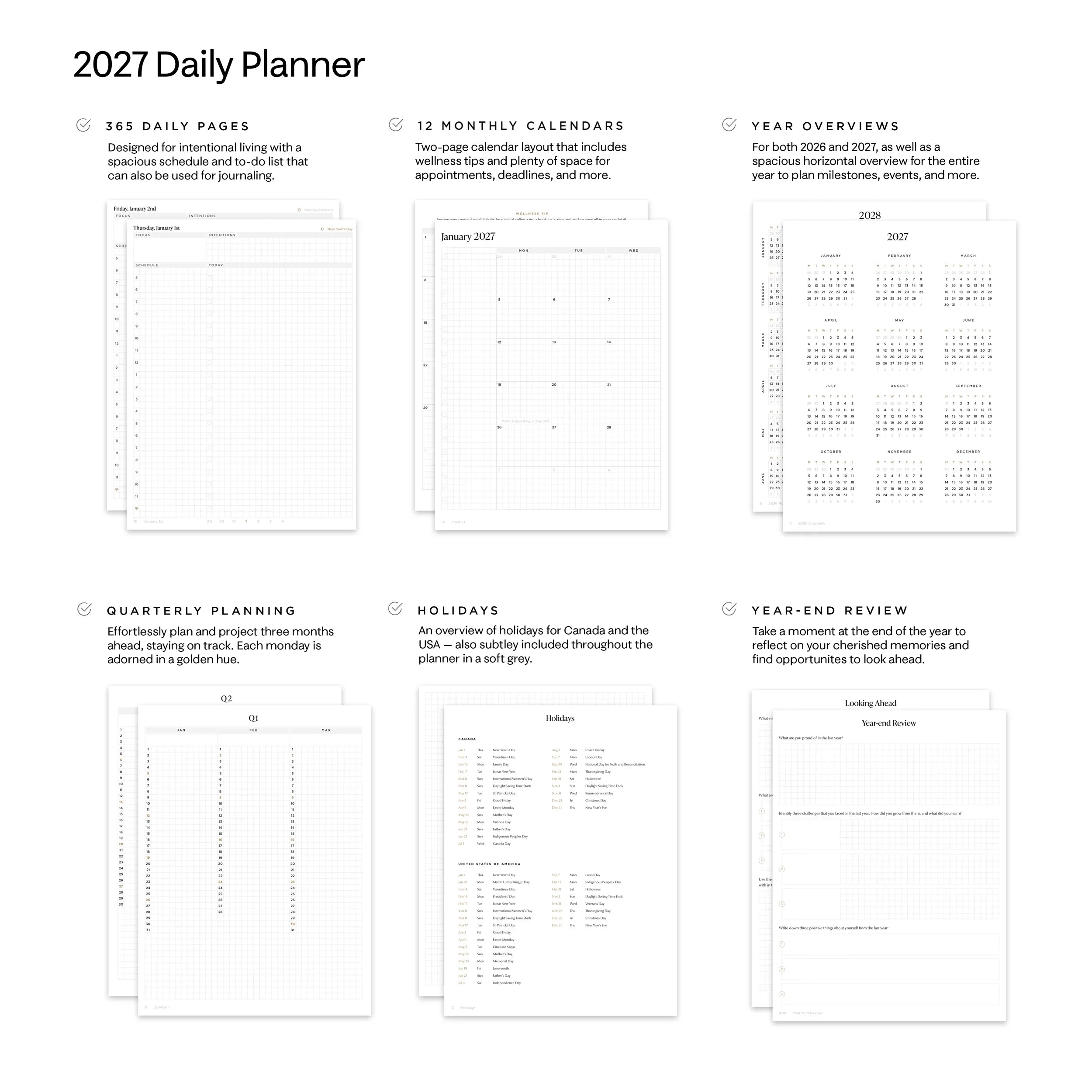 Hemlock & Oak 2027 dated planner - detail view