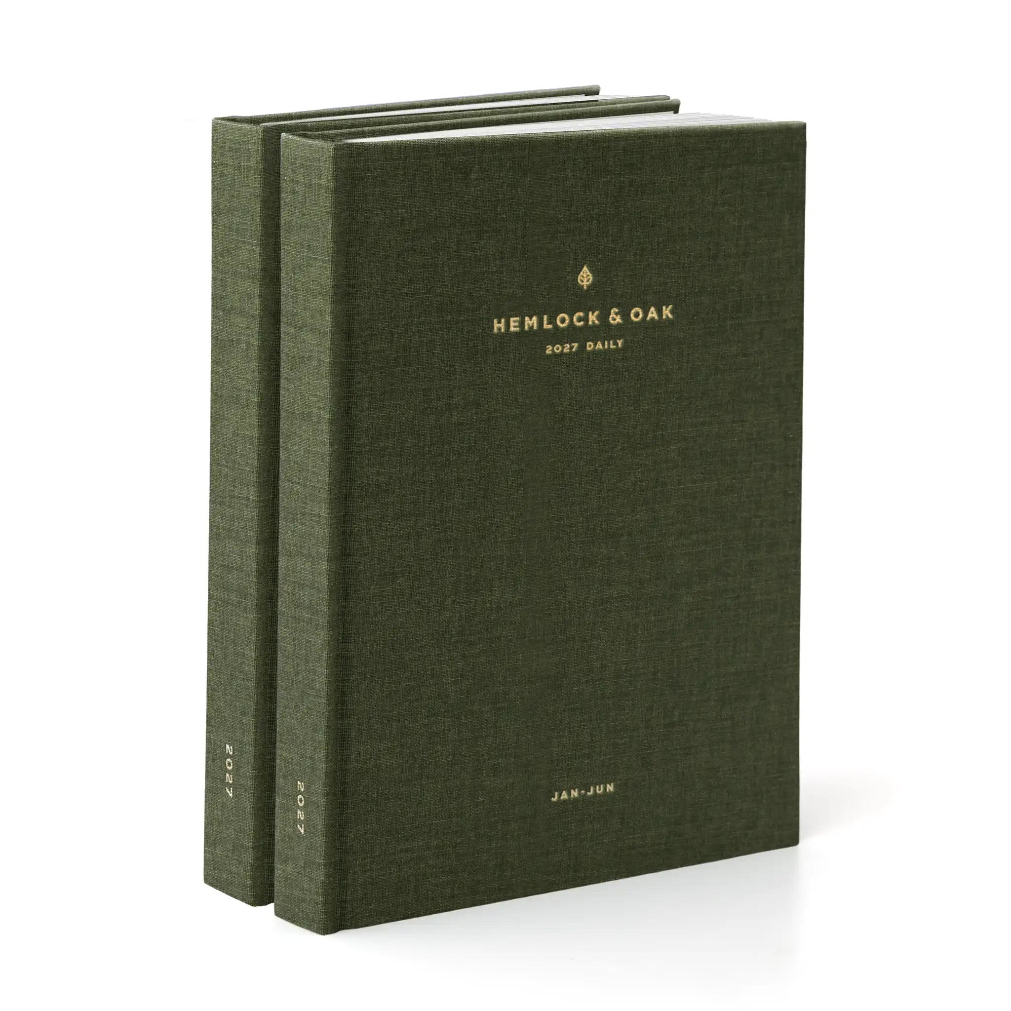2027 Daily Duo B: Jul-Dec (Hardcover, Heritage 120gsm) in Moss - detail view #color_moss