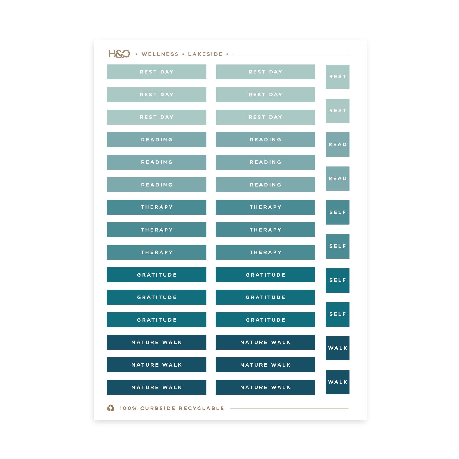 Wellness planner stickers in Lakeside, Hemlock & Oak