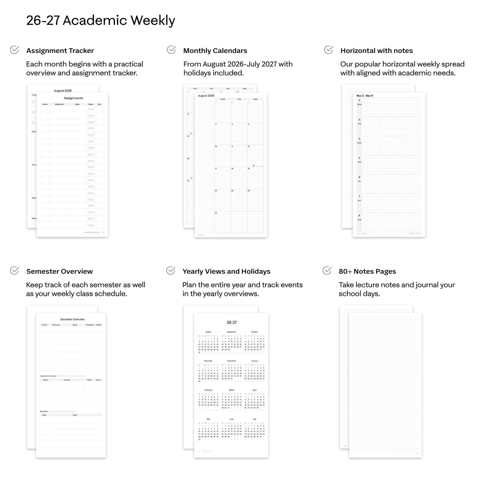 26-27 Academic Planner Special Edition (Hardcover, Compact, Archivist 70gsm) - product specifications on 70gsm paper