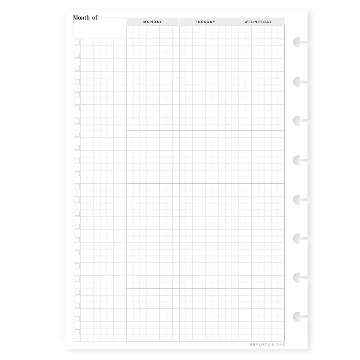 Undated Monthly Calendars Inserts #color_
