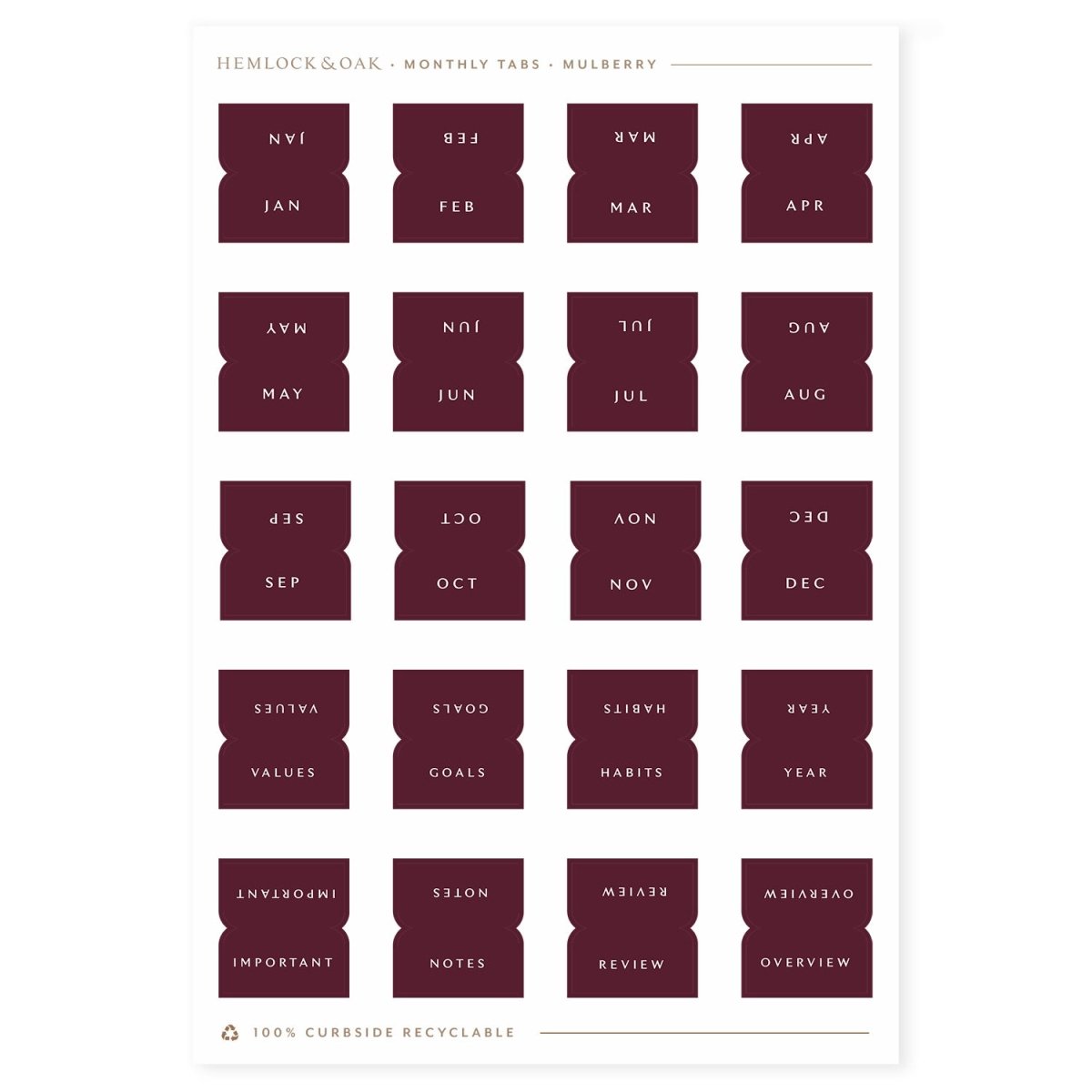 Monthly Tabs Mulberry #color_ Mulberry