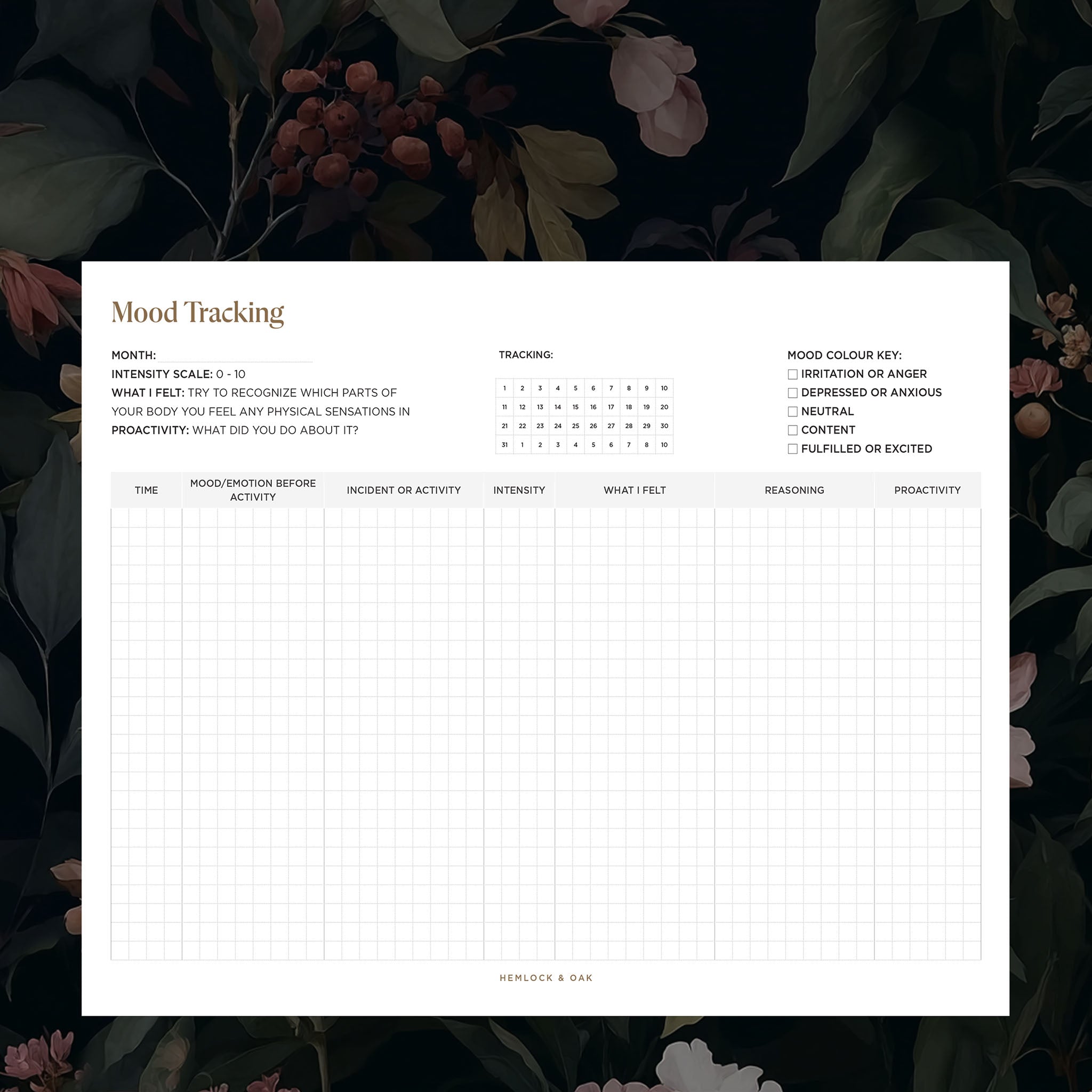 Printable Mood Tracker #color_