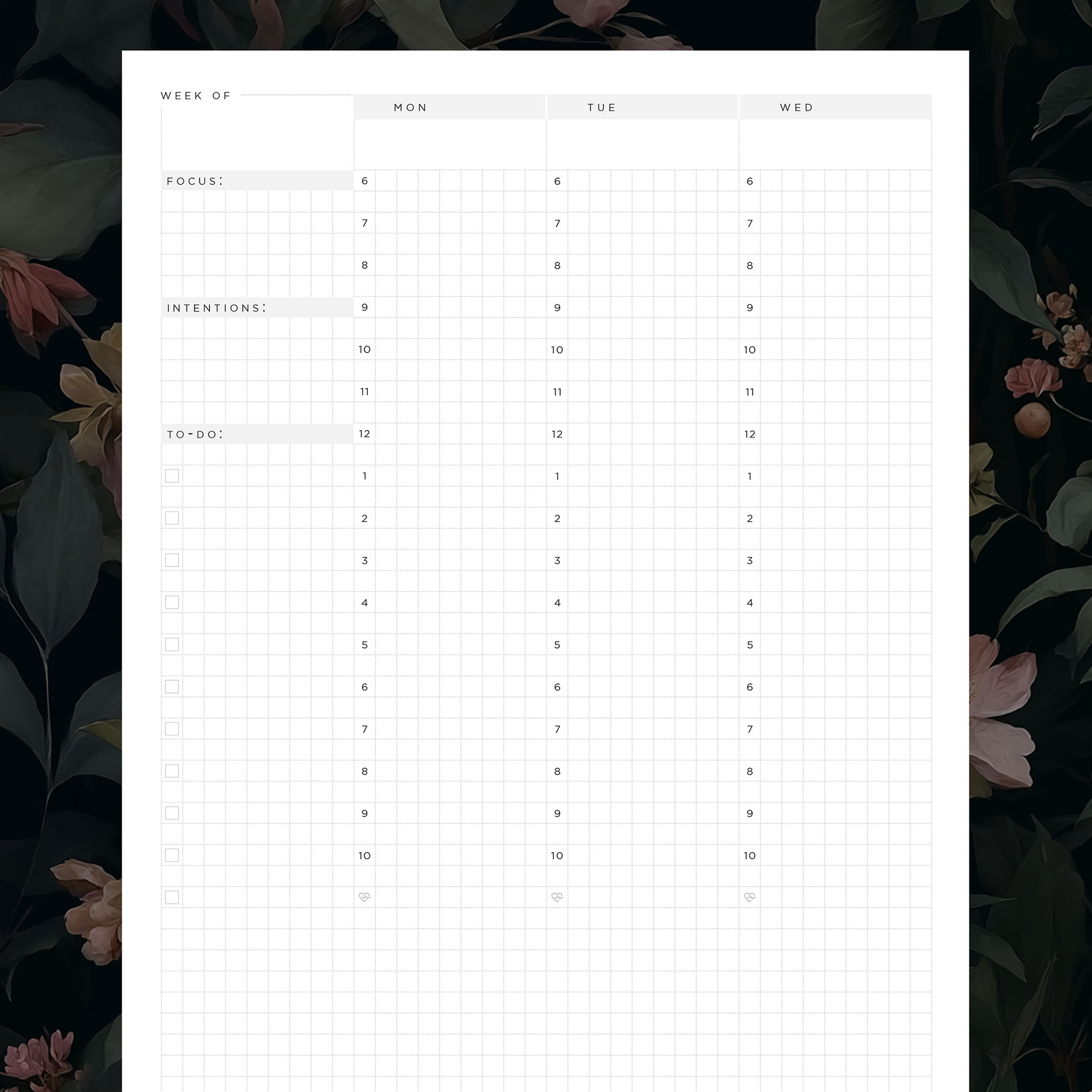 Printable Undated Weekly Planner Download #color_