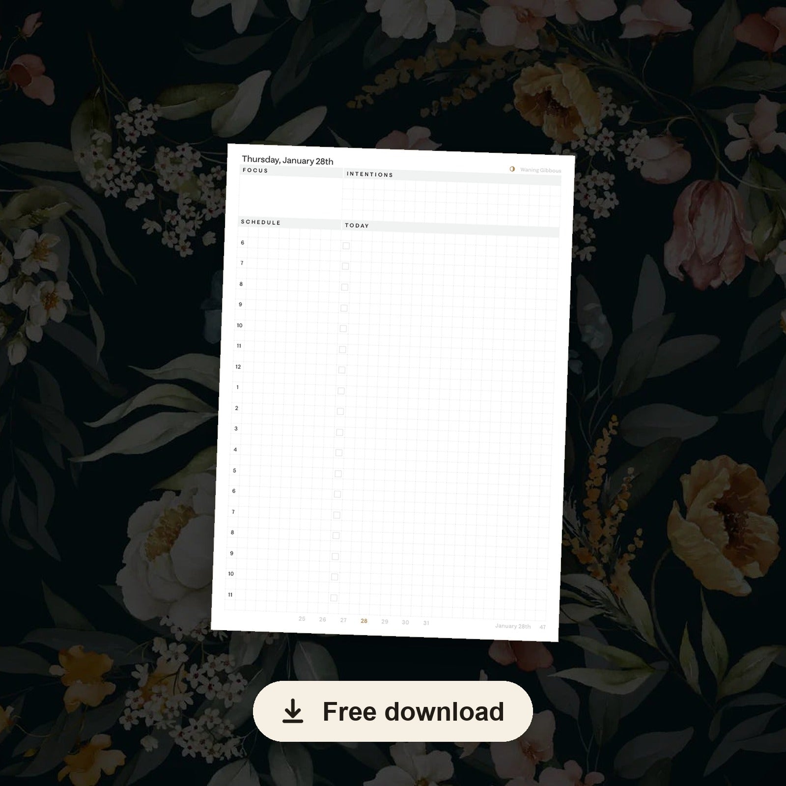 2027 B6 Minimalist Daily Planner — free printable download
