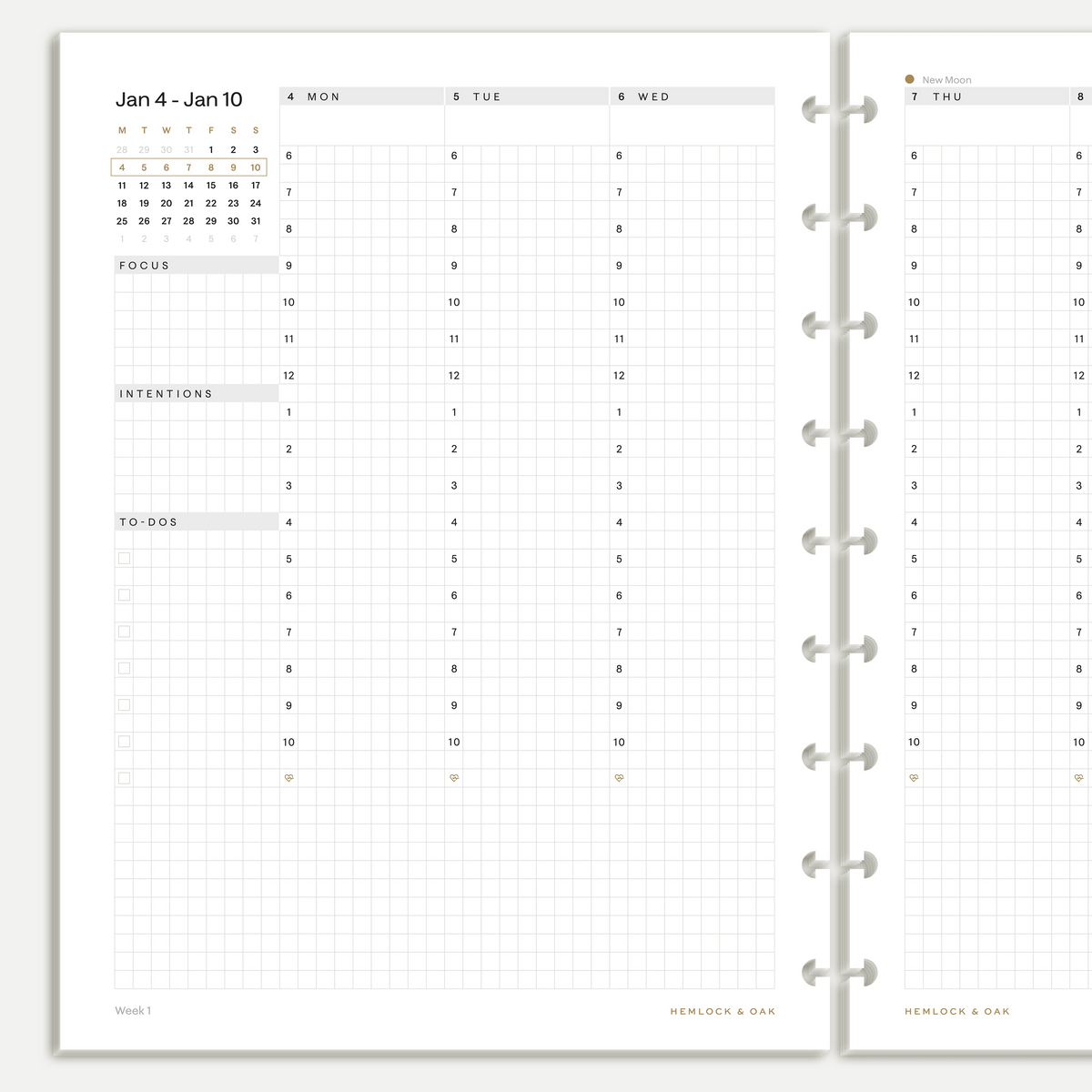 2027 Weekly Inserts, Classic HP discbound, vertical weekly layout, Monday start