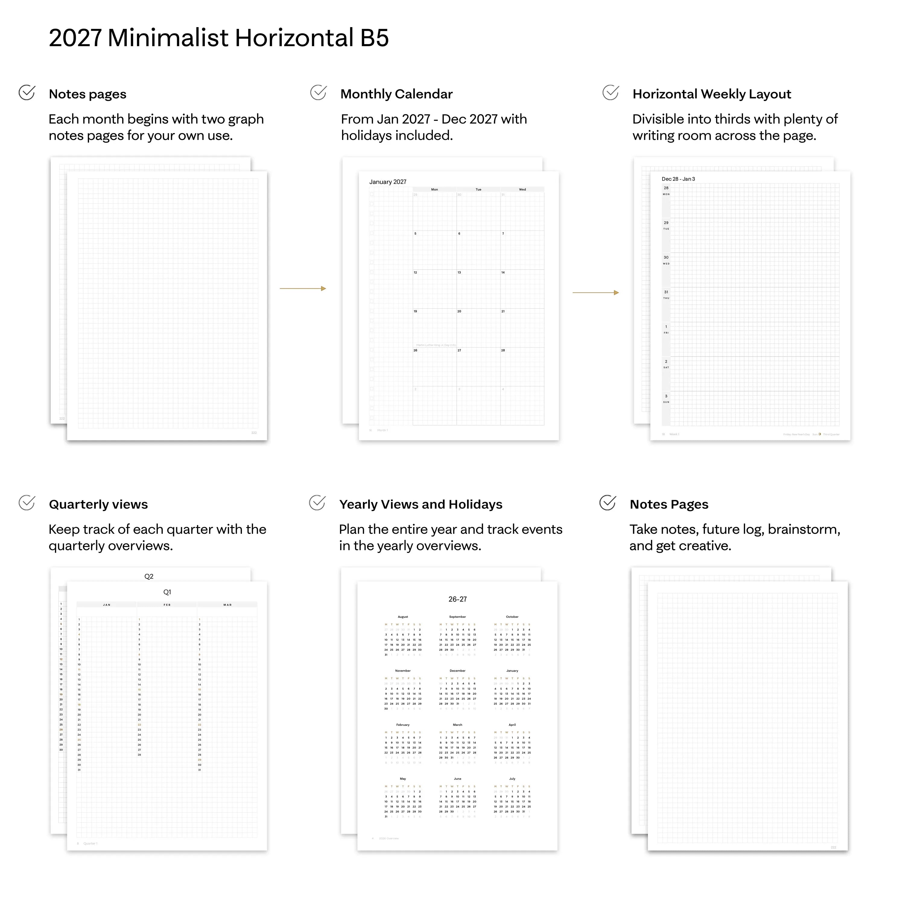 2027 B5 Minimalist Horizontal Planner (Paper Flex, Archivist 120gsm)
