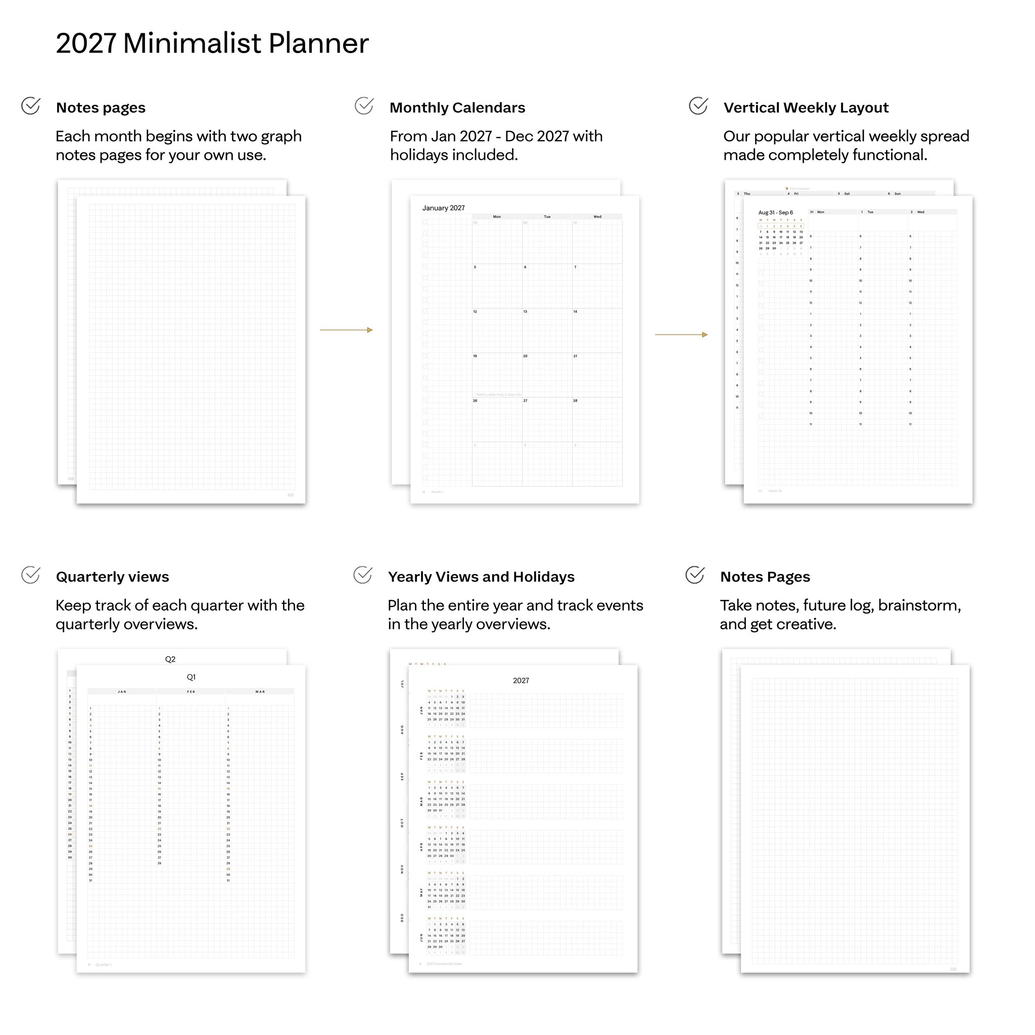 2027 B5 Minimalist Horizontal Planner (Hardcover, Archivist 120gsm)