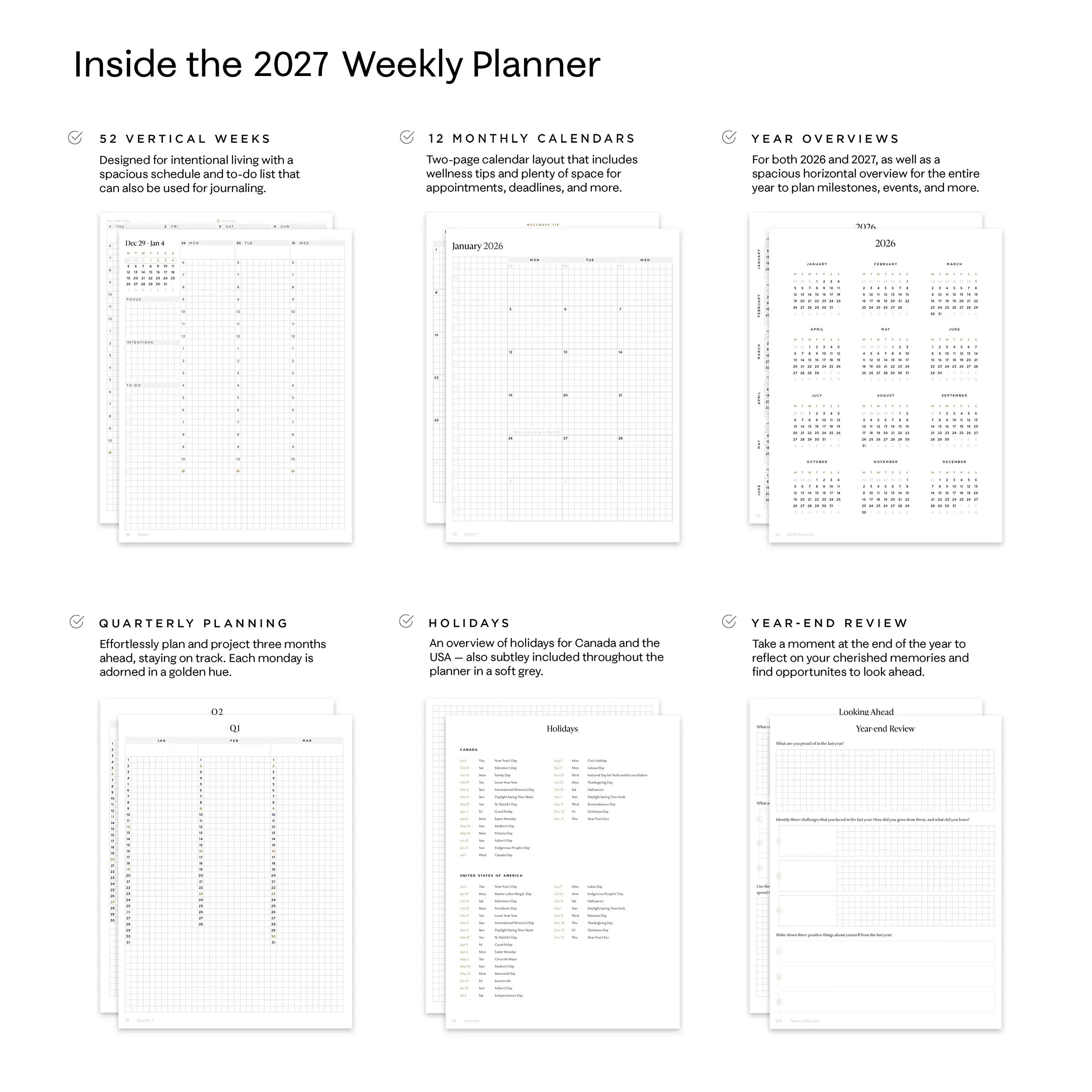 Hemlock & Oak 2027 dated planner - detail view