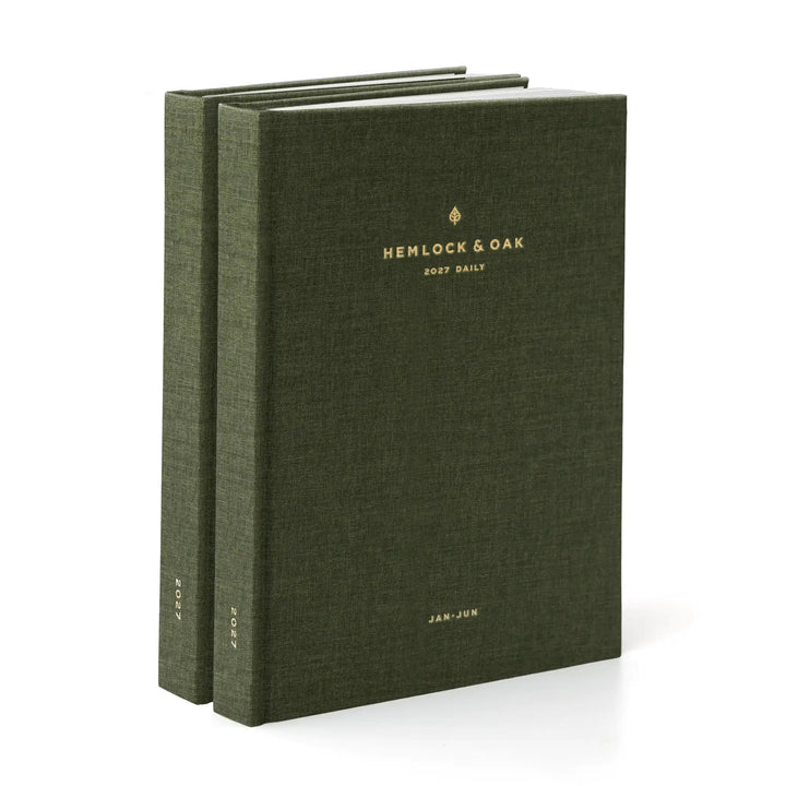 2027 Daily Duo B: Jul-Dec (Hardcover, Heritage 120gsm) in Moss - detail view #color_moss