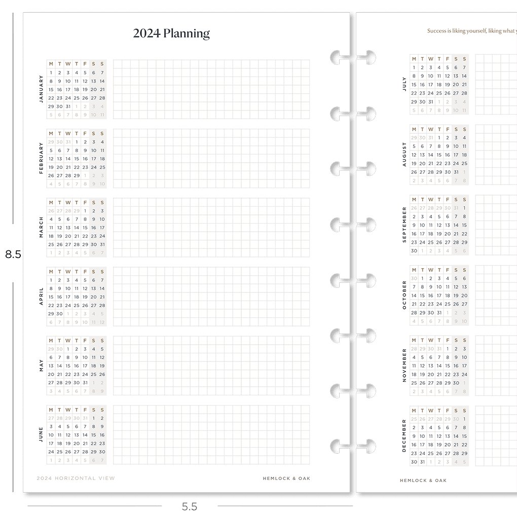 2024 Yearly Calendar Inserts - Hemlock & Oak