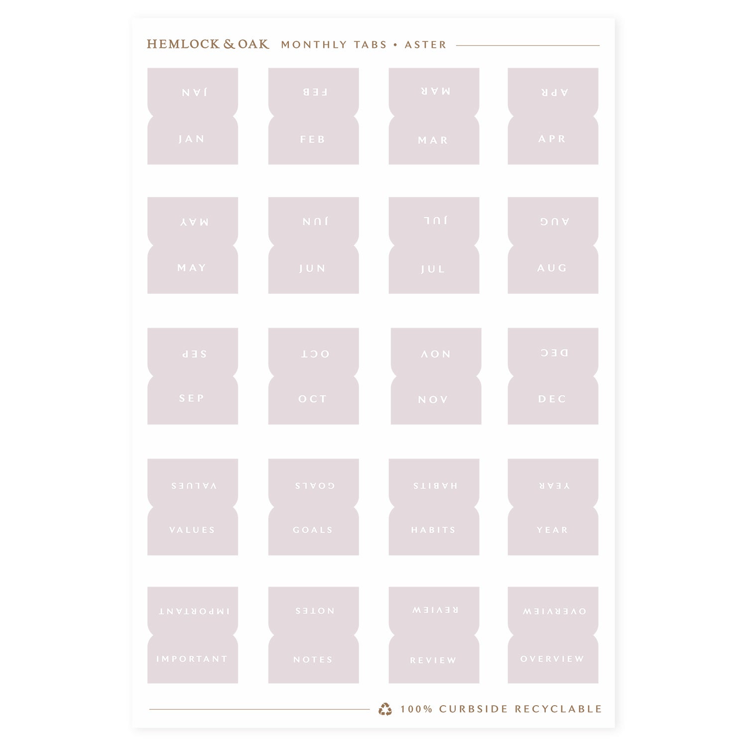 Monthly Tabs - Stickers - Hemlock & Oak