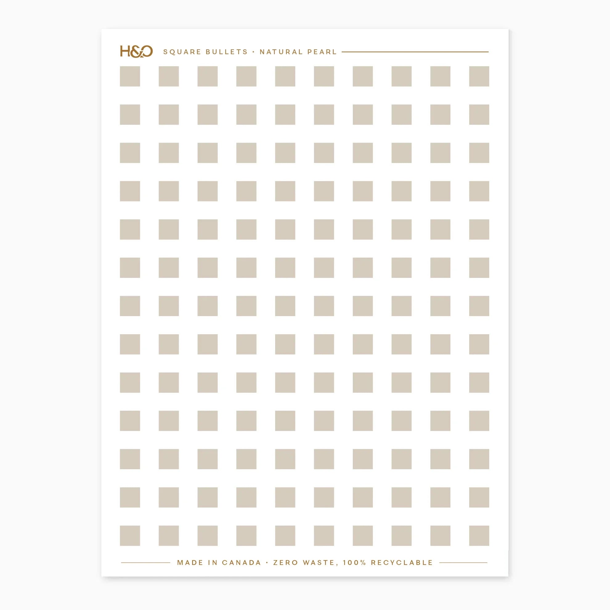 Square Bullets planner stickers in Natural Pearl, Hemlock & Oak