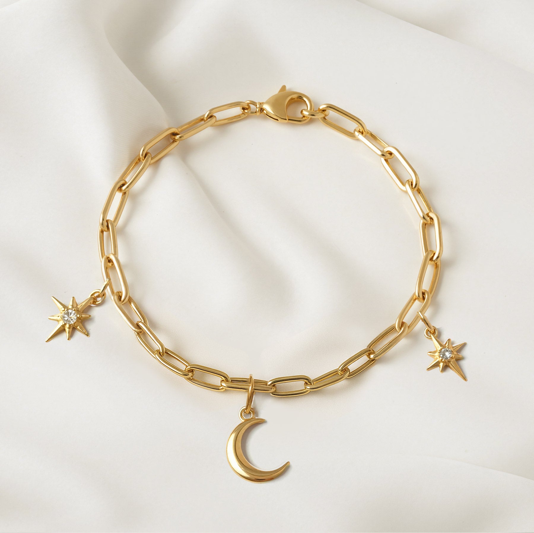 Moon and Stars Celestial Charm Bracelet