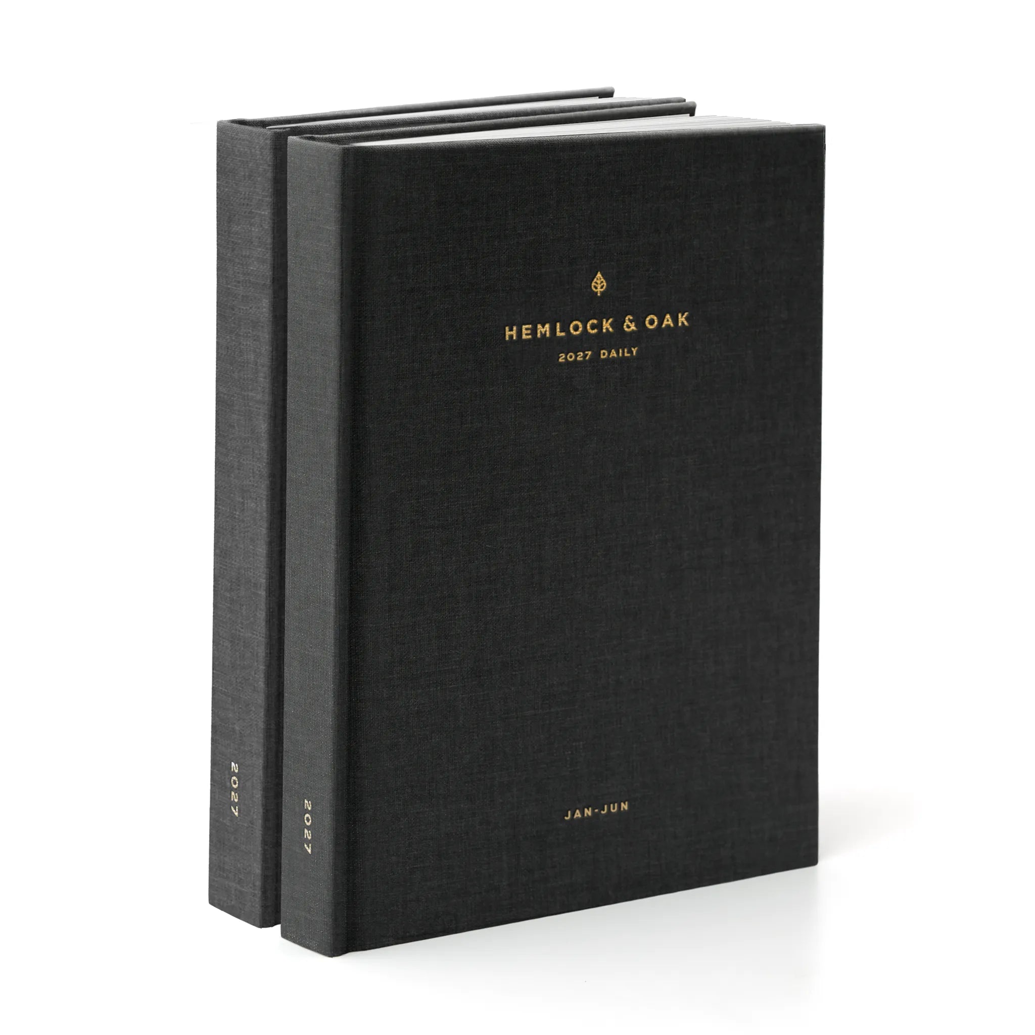 2027 Daily Duo B: Jul-Dec (Hardcover, Heritage 120gsm) in Charbon - detail view #color_charbon