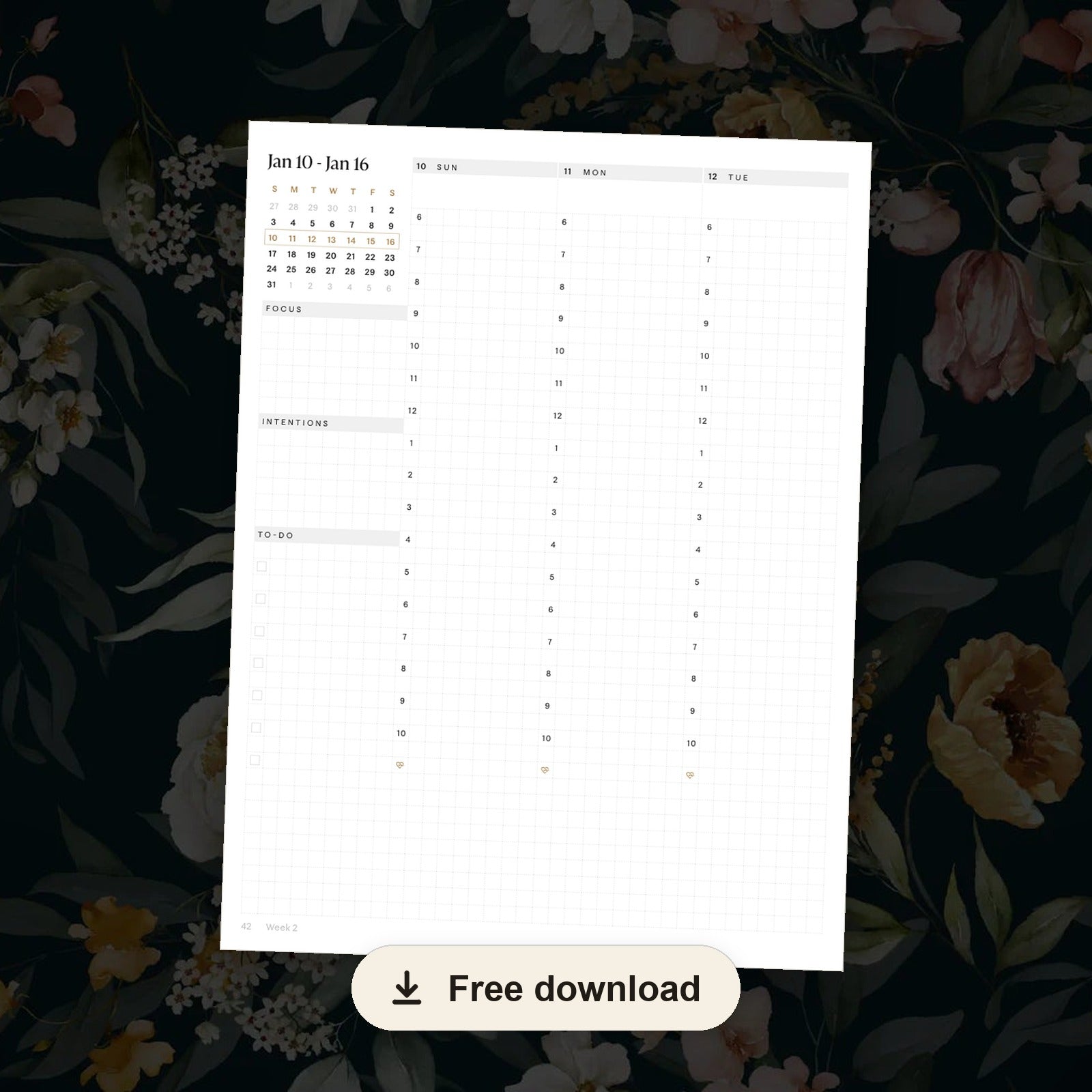 2027 Sunday Start Weekly Planner — free printable download