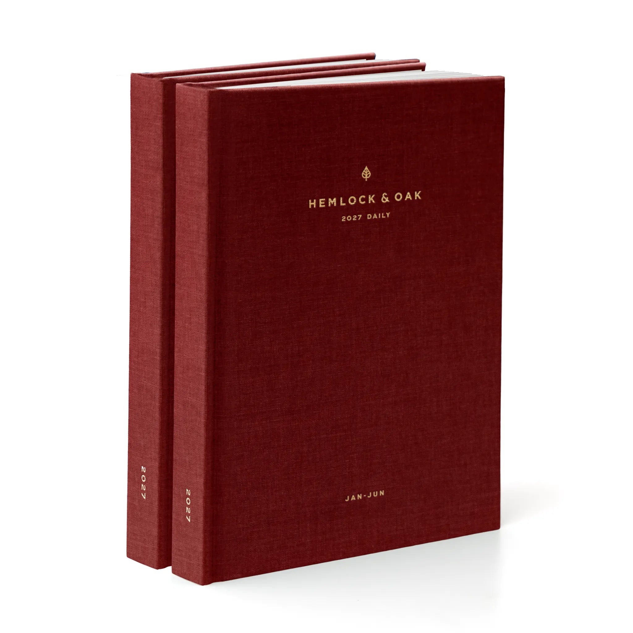 2027 Daily Duo B: Jul-Dec (Hardcover, Heritage 120gsm) in Scarlet Oak - detail view #color_scarlet oak