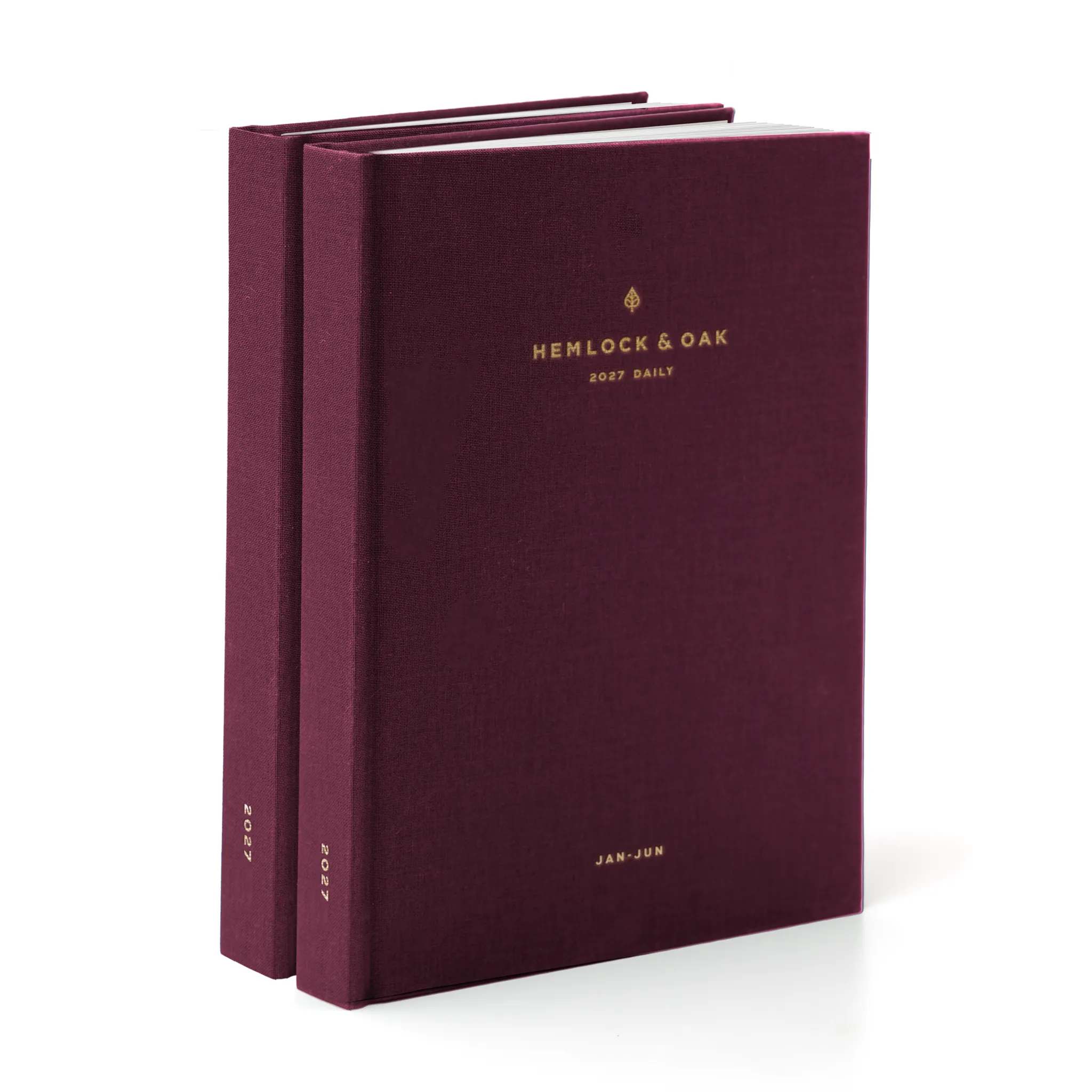 2027 Daily Duo B: Jul-Dec (Hardcover, Heritage 120gsm) in Mulberry - detail view #color_mulberry
