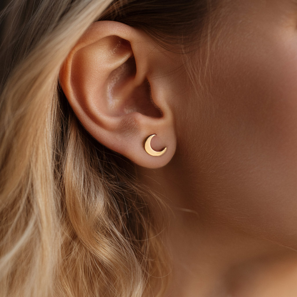 Crescent Moon Stud Earrings