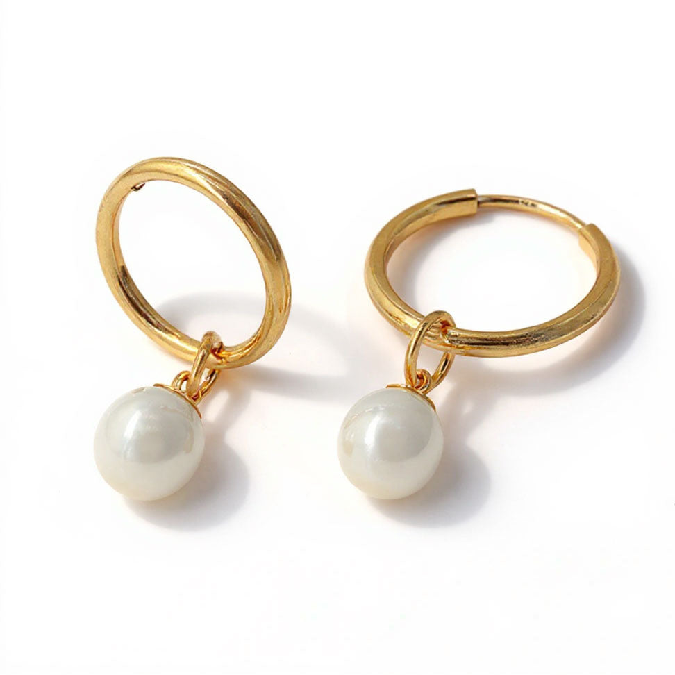 Everyday Essentials Freshwater Pearl on Hoop Earrings