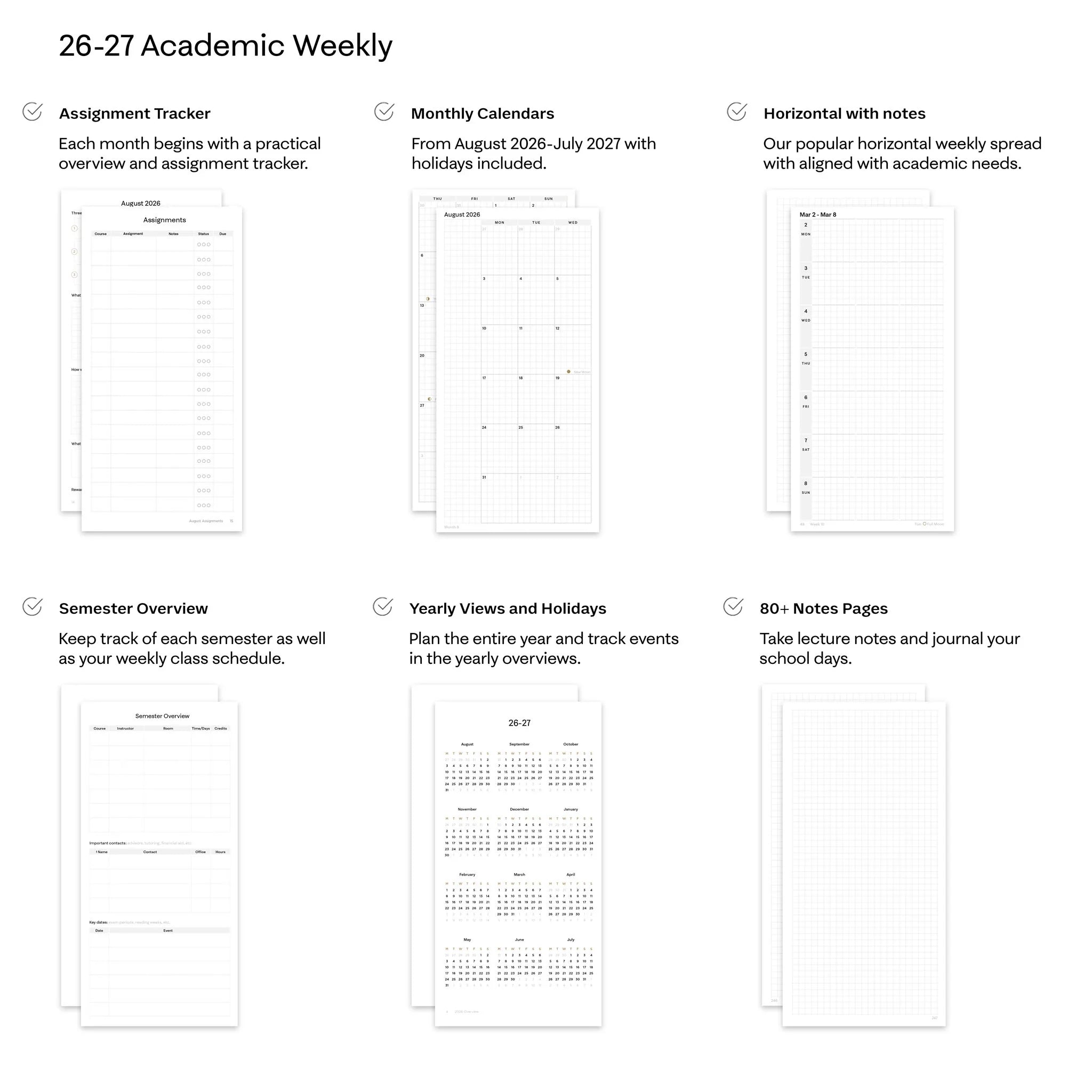Imperfect 26-27 Academic Planner (Cloth Flex, Compact, Archivist 70gsm) - product specifications on 70gsm paper