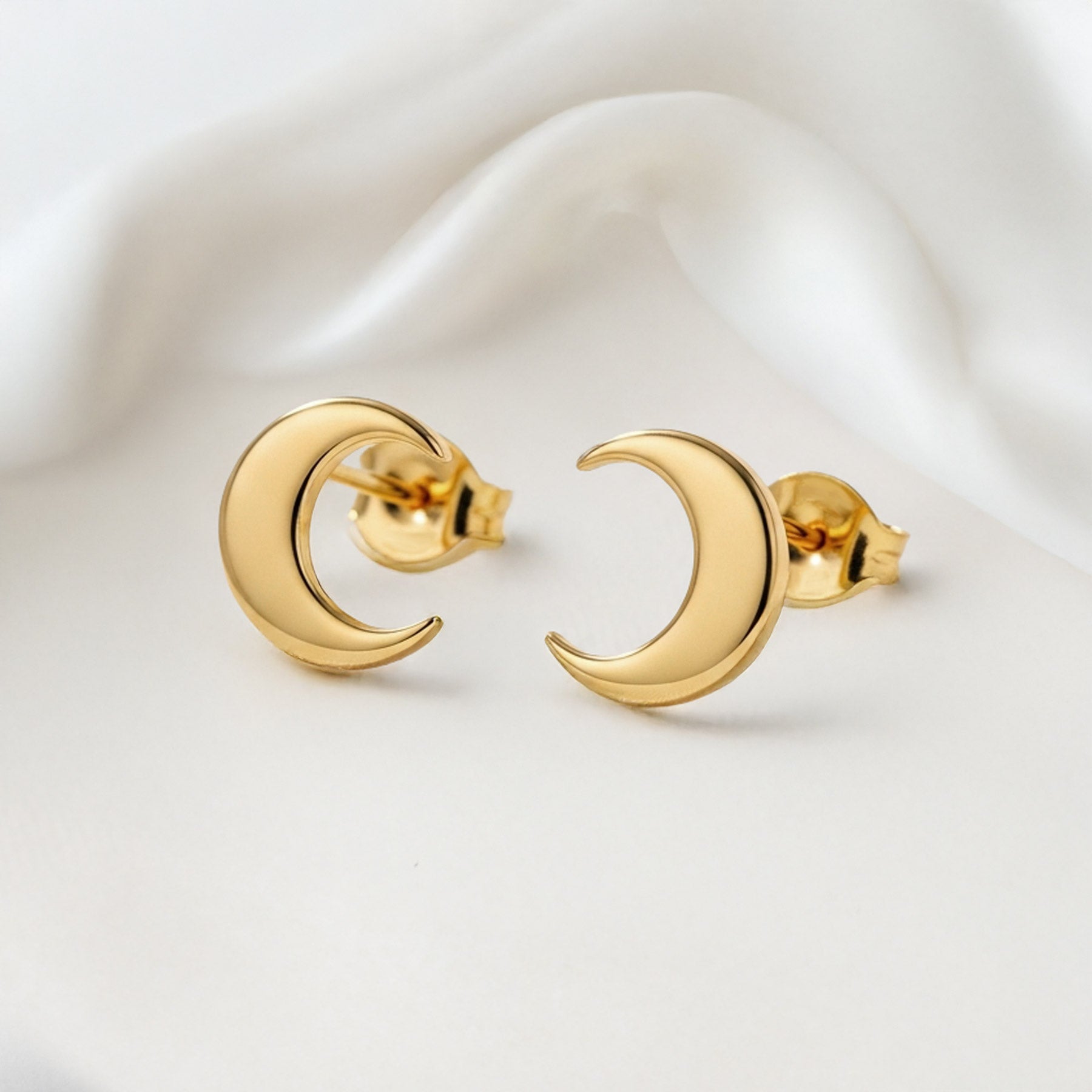 Crescent Moon Stud Earrings