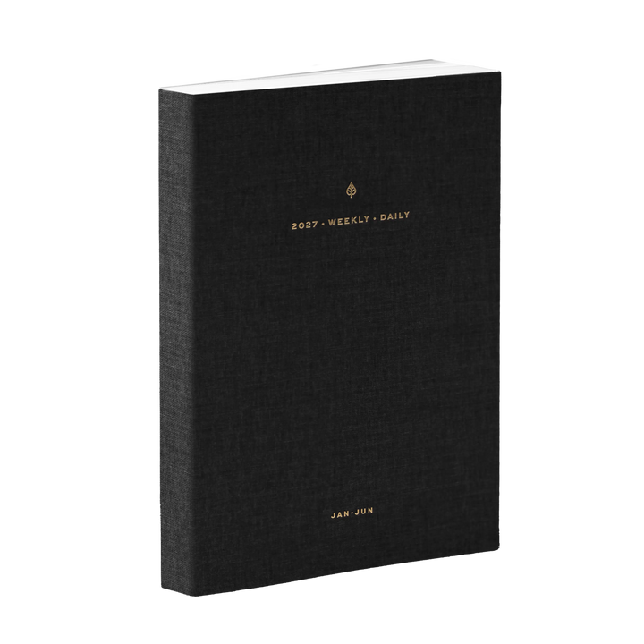 2027 Weekly & Daily Duo (Cloth Flex, A5, Archivist 120gsm, Minimalist) in Charbon #color_charbon