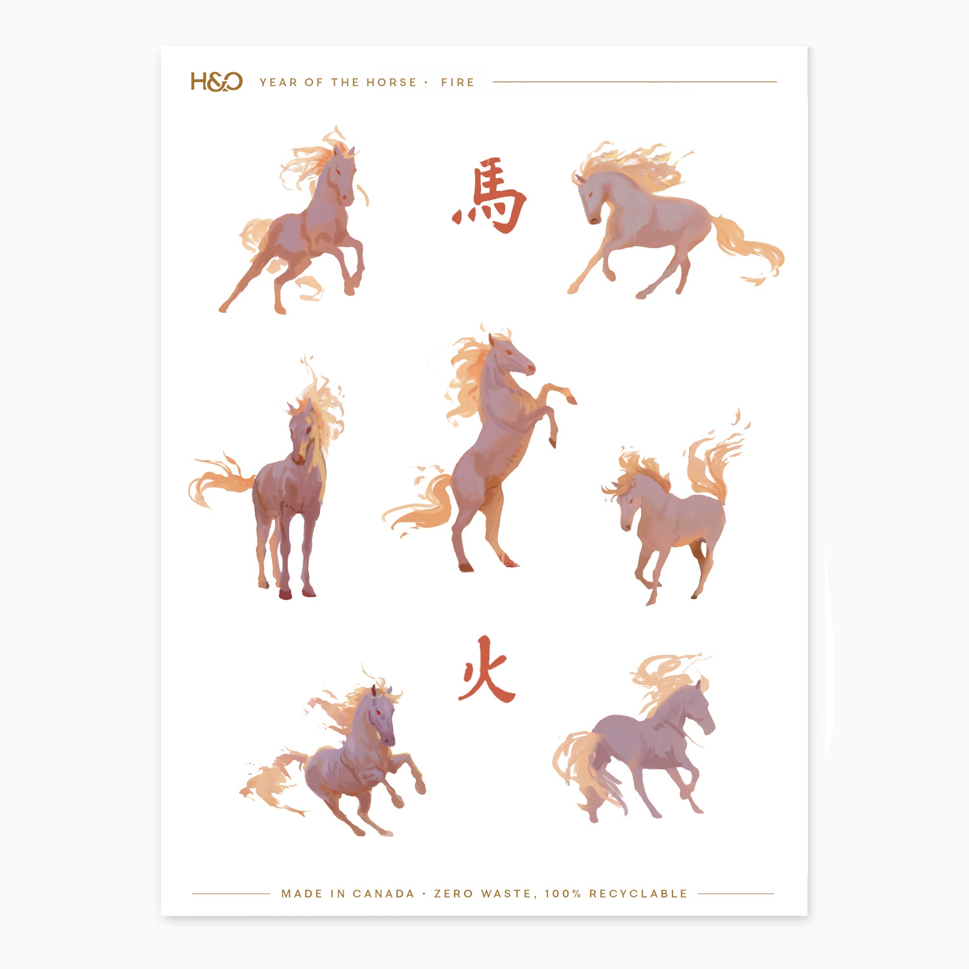 Year of the Horse Stickers - Fire