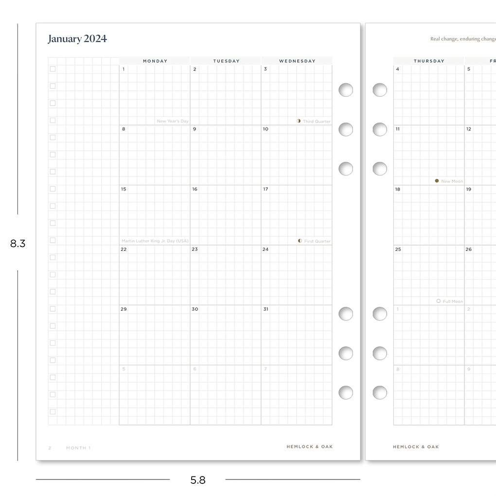 2024 Monthly Calendar Inserts #color_