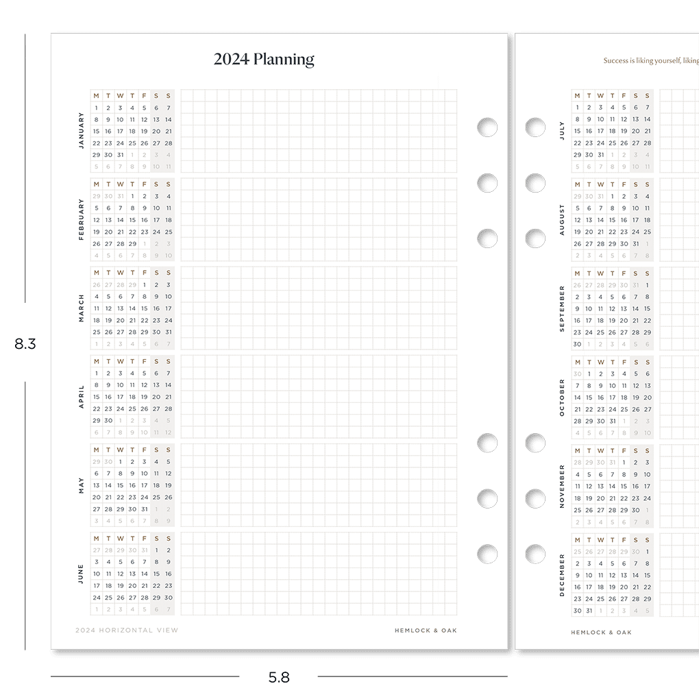 2024 Yearly Calendar Inserts #color_