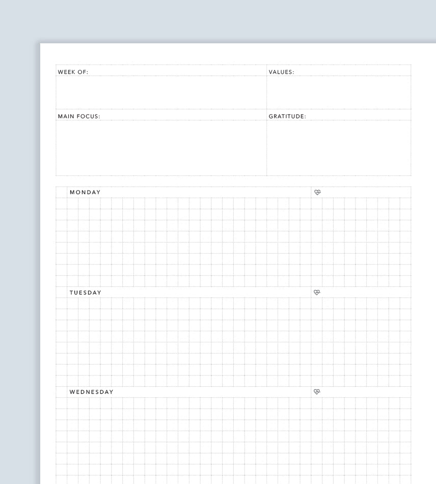 Printable Horizontal Planning Page -  - Hemlock & Oak