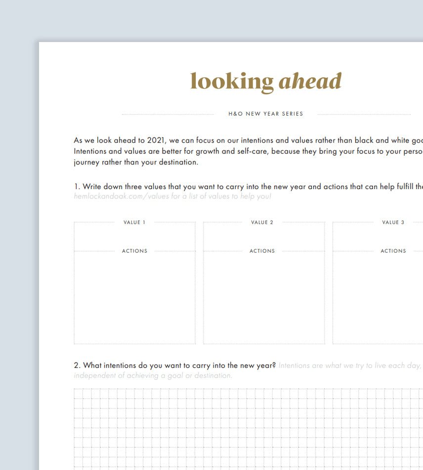 Printable Looking Ahead Page - Hemlock & Oak