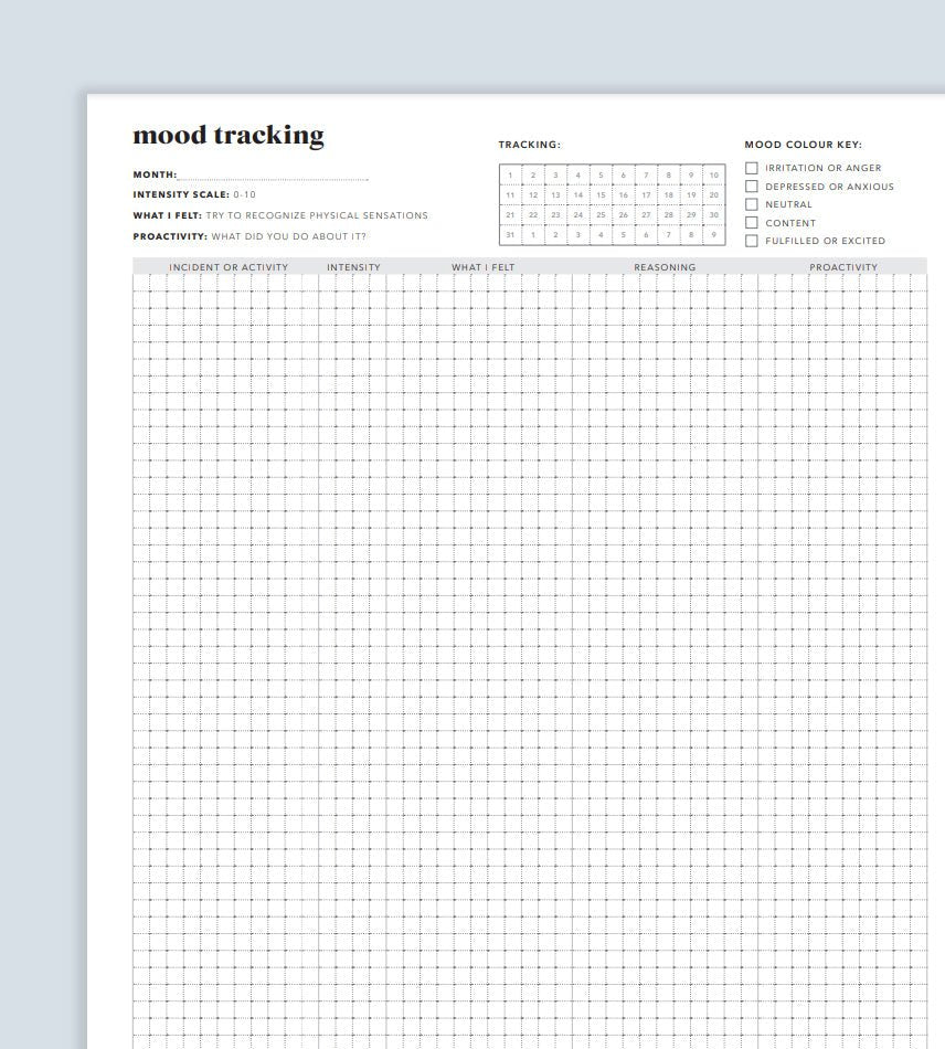 Printable Mood Tracker - Hemlock & Oak