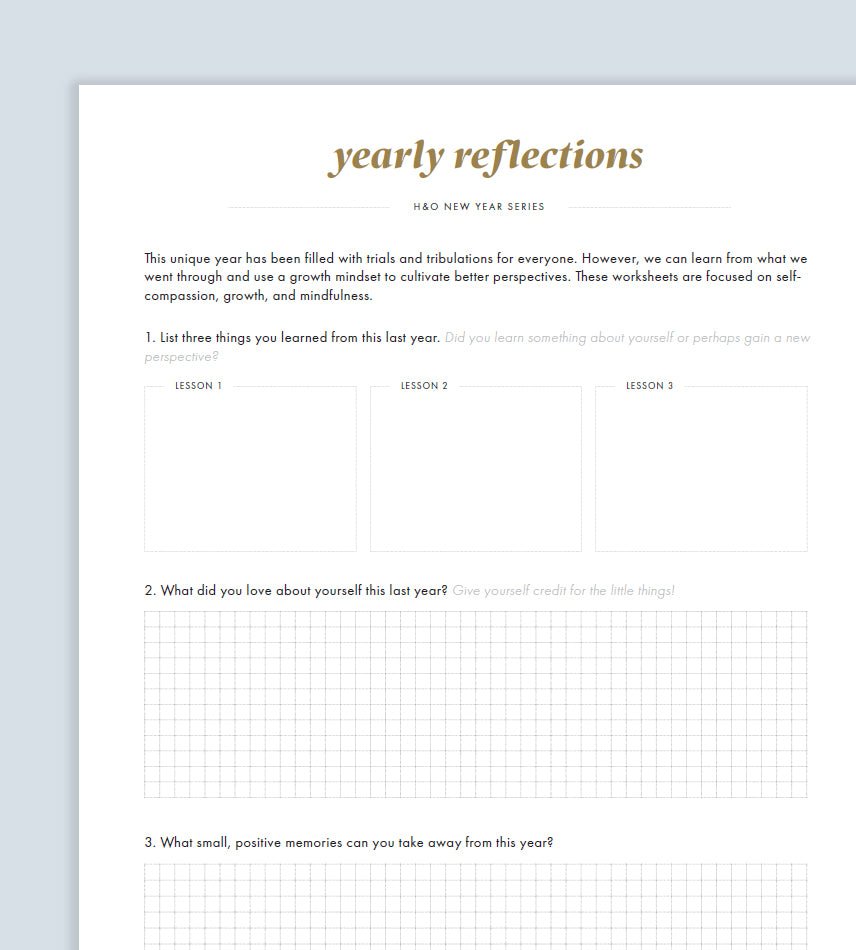 Printable Yearly Reflections - Hemlock & Oak