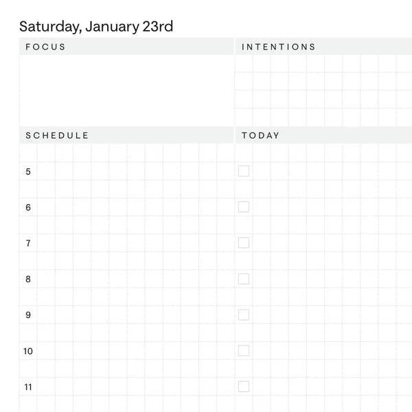 Daily layout: a close-up of a real 2027 planner page